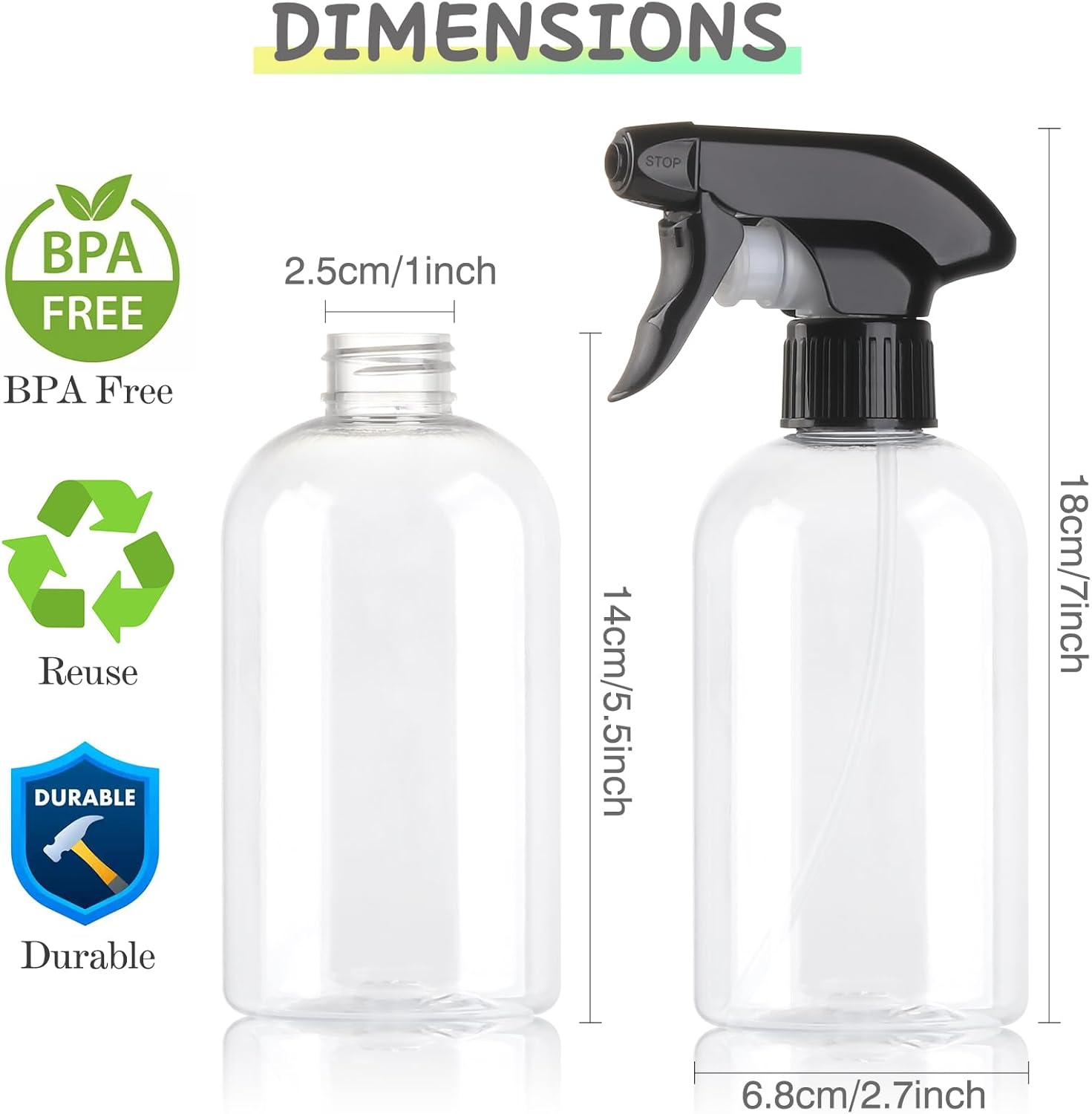 Bynccea Spray Bottle Empty Spray Bottles PET -10 oz/300 ml Plastic Water Sprayer bottles Refillable