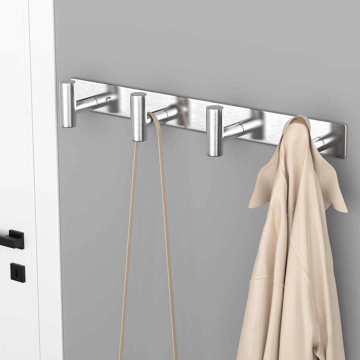 VAEHOLD 1PACK Hat and Coat Wall Mount Rack - 4 Hooks for Robes, Bags, Keys, and Towels - Bathroom