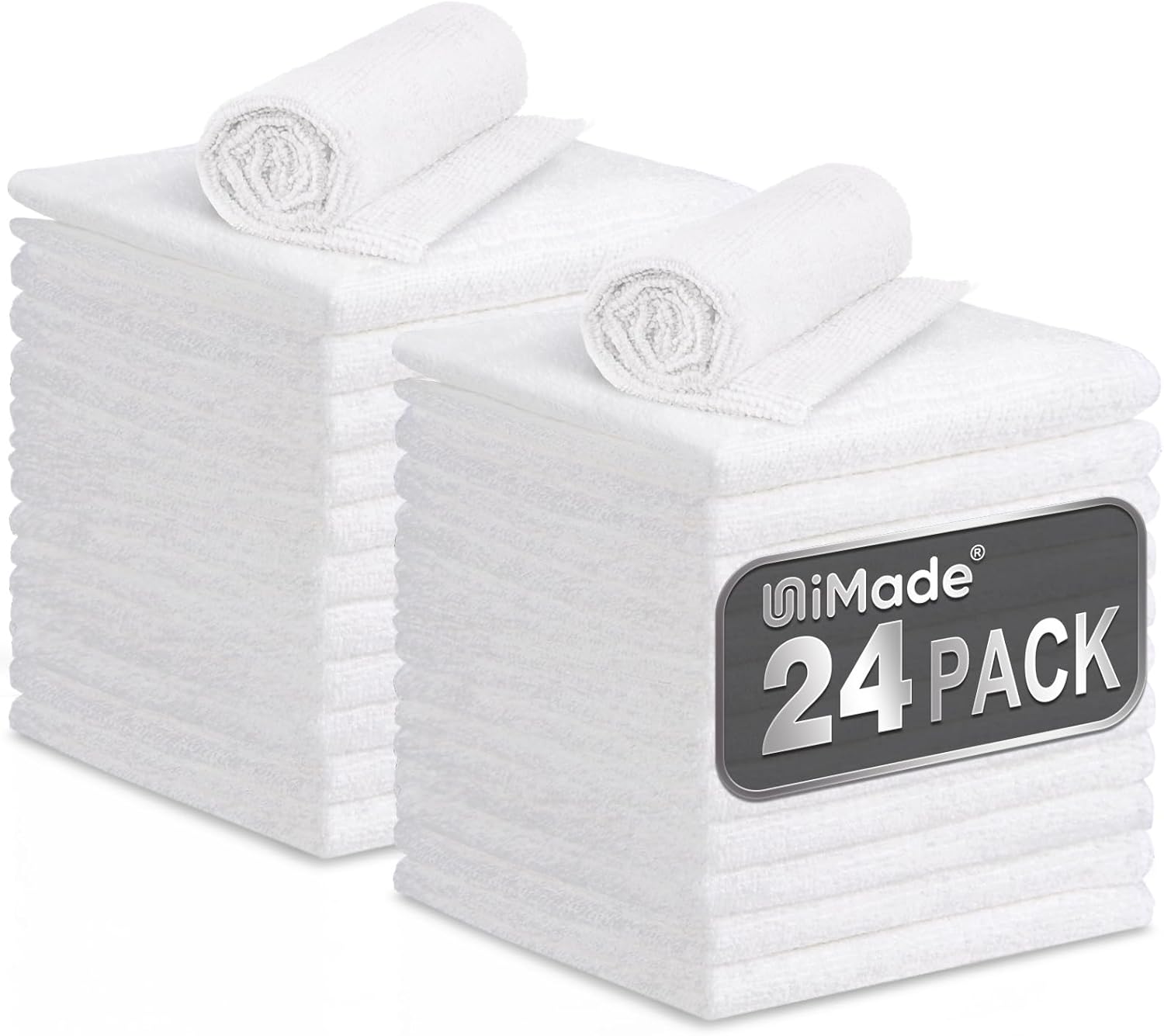 Microfiber Cleaning Cloth, 24 Pack Soft Towel for Cars Bulk Shop Towels Absorbent Car Wash Rags for