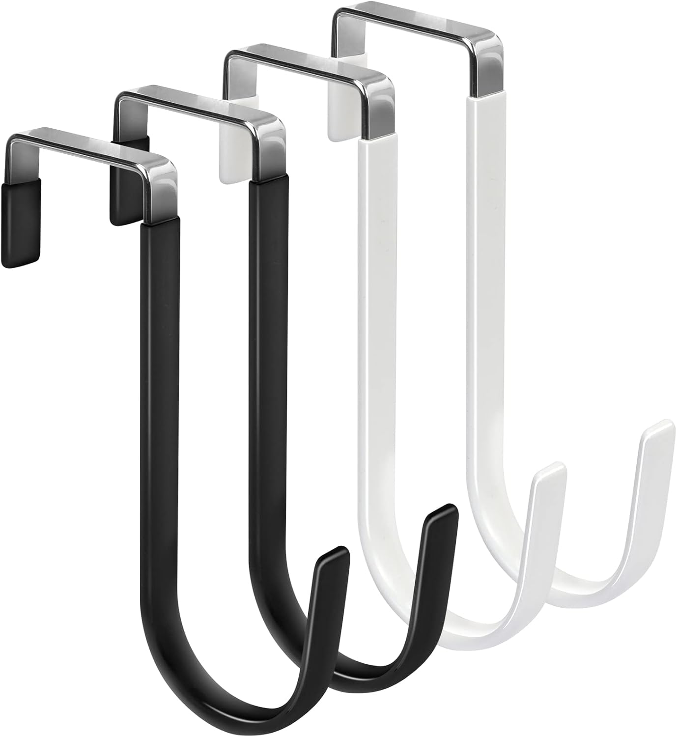 FYY Over The Door Hooks, 4 Pack Door Hangers Hooks with Rubber Prevent Scratches Heavy Duty