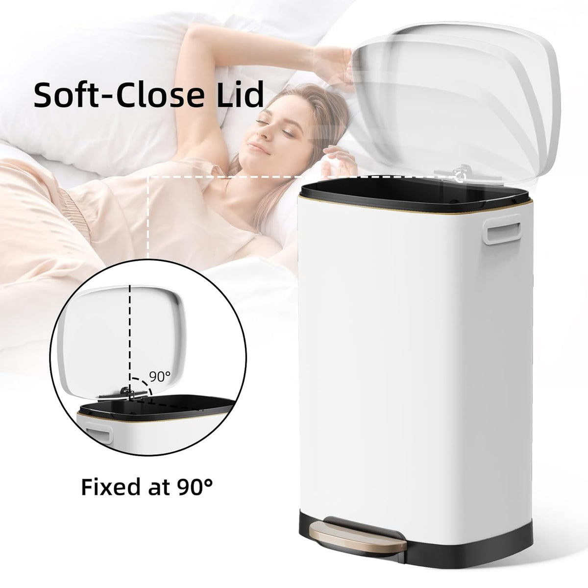 KUK 13 Gallon Kitchen Trash Can with Lid, 50L/13Gal Office Step Garbage Can for Home, Kitchen