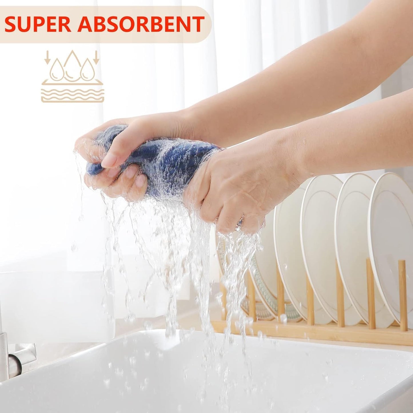 Homaxy 100% Cotton Waffle Weave Kitchen Dish Towels, Ultra Soft Absorbent Quick Drying Cleaning