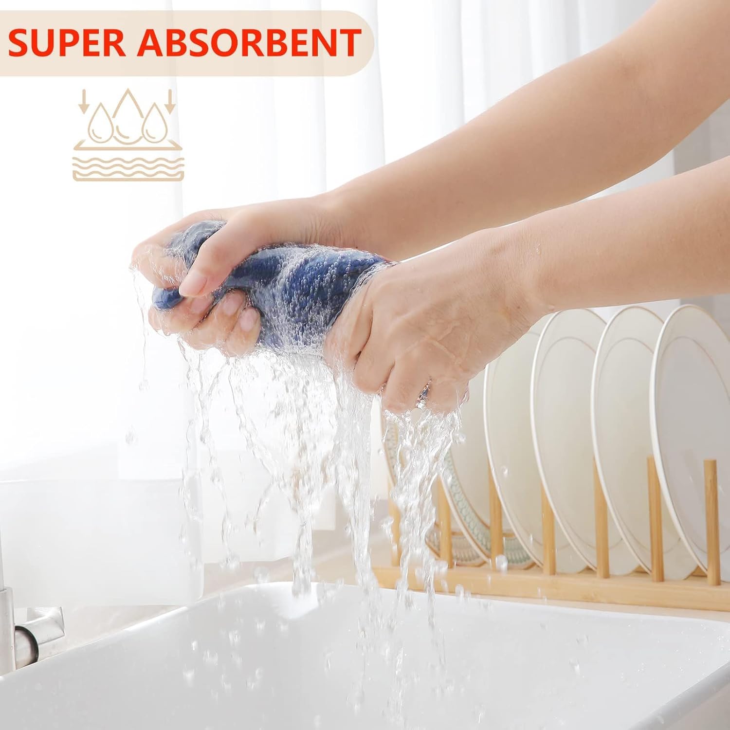 Homaxy 100% Cotton Waffle Weave Kitchen Dish Towels, Ultra Soft Absorbent Quick Drying Cleaning