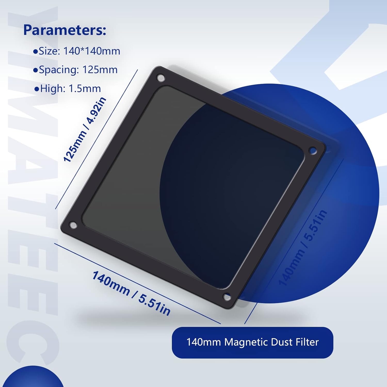 Dust Filter PC 140mm for Computer Cooler/PSU/Routers Nylon 80 Mesh, Magnetic Frame Fan Dust Mesh PC