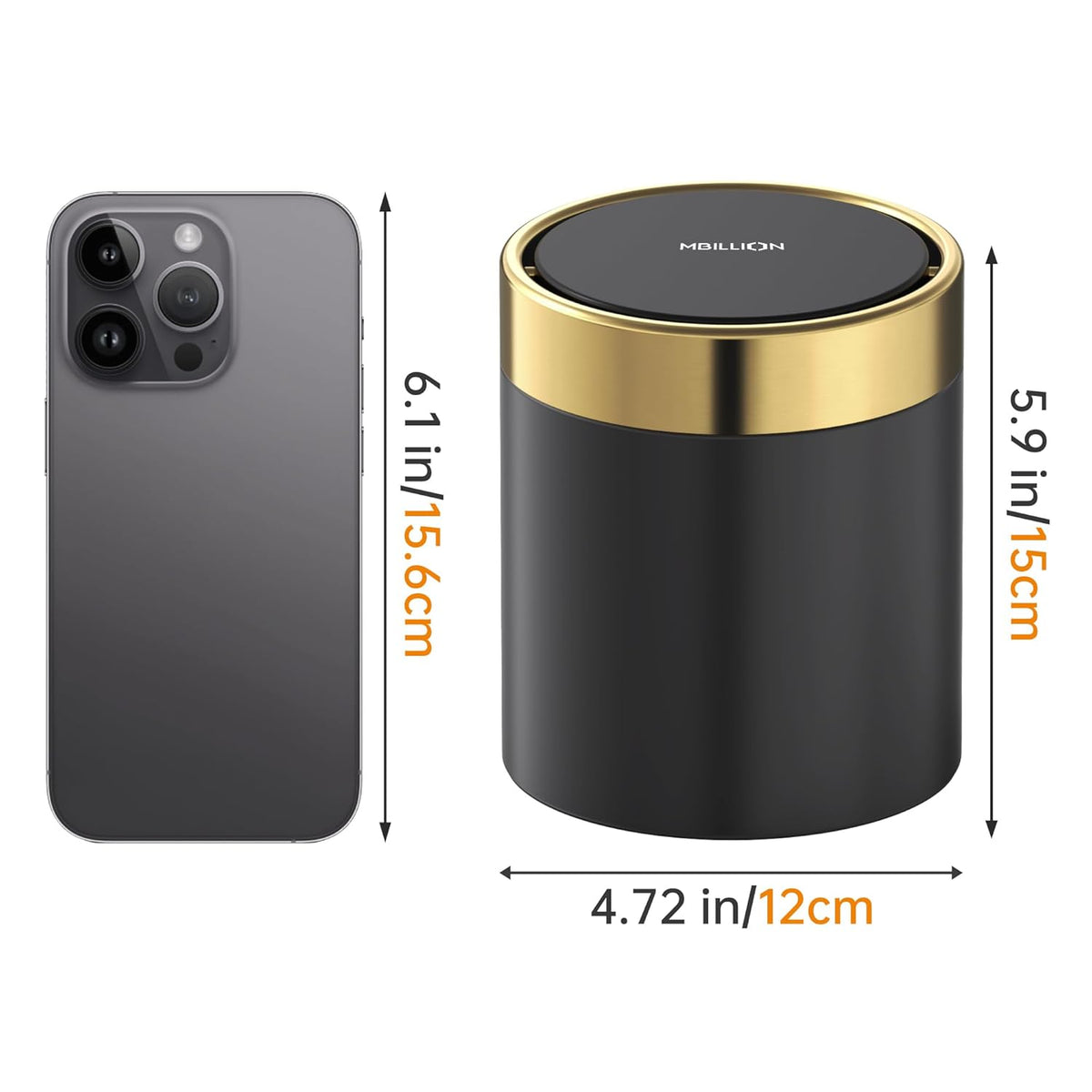 Mini Trash Can with Lid, Desktop Small Trash Can Recycling Bin Cute Metal Garbage Can for Tabletop