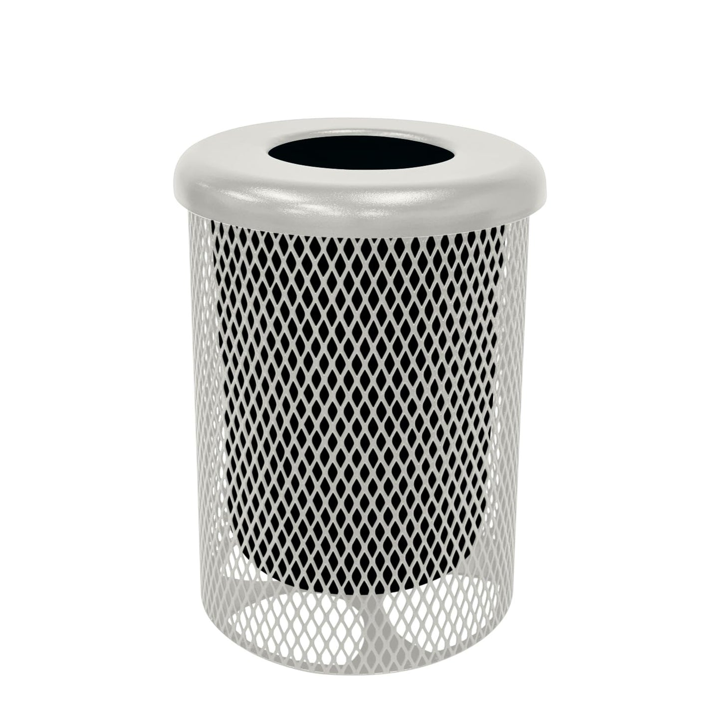 COATEDOUTDOORFURNITURE RFT-Gry Heavy Duty Round Trash Receptacle with Flat Top, Liner Included, 32