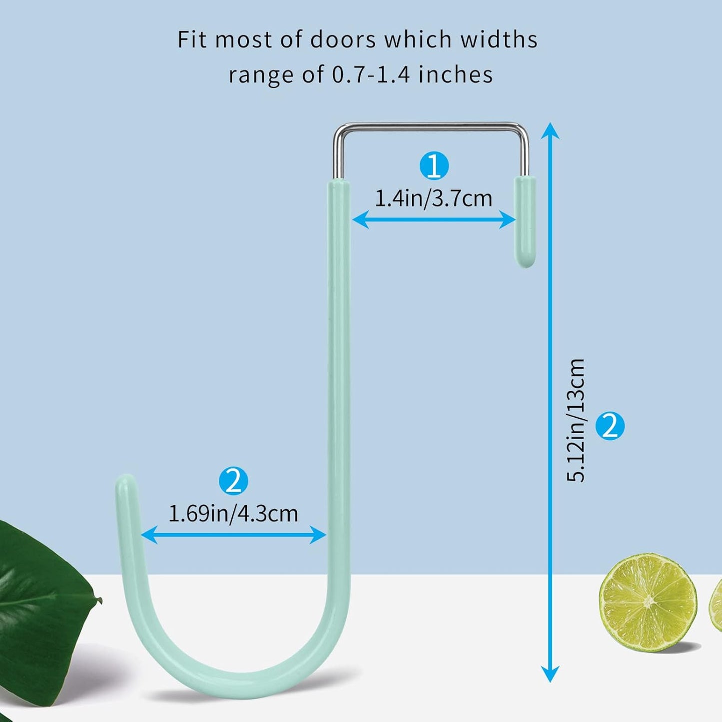 FYY Over The Door Hooks, 4 Pack Door Hangers Hooks with Rubber Prevent Scratches Heavy Duty