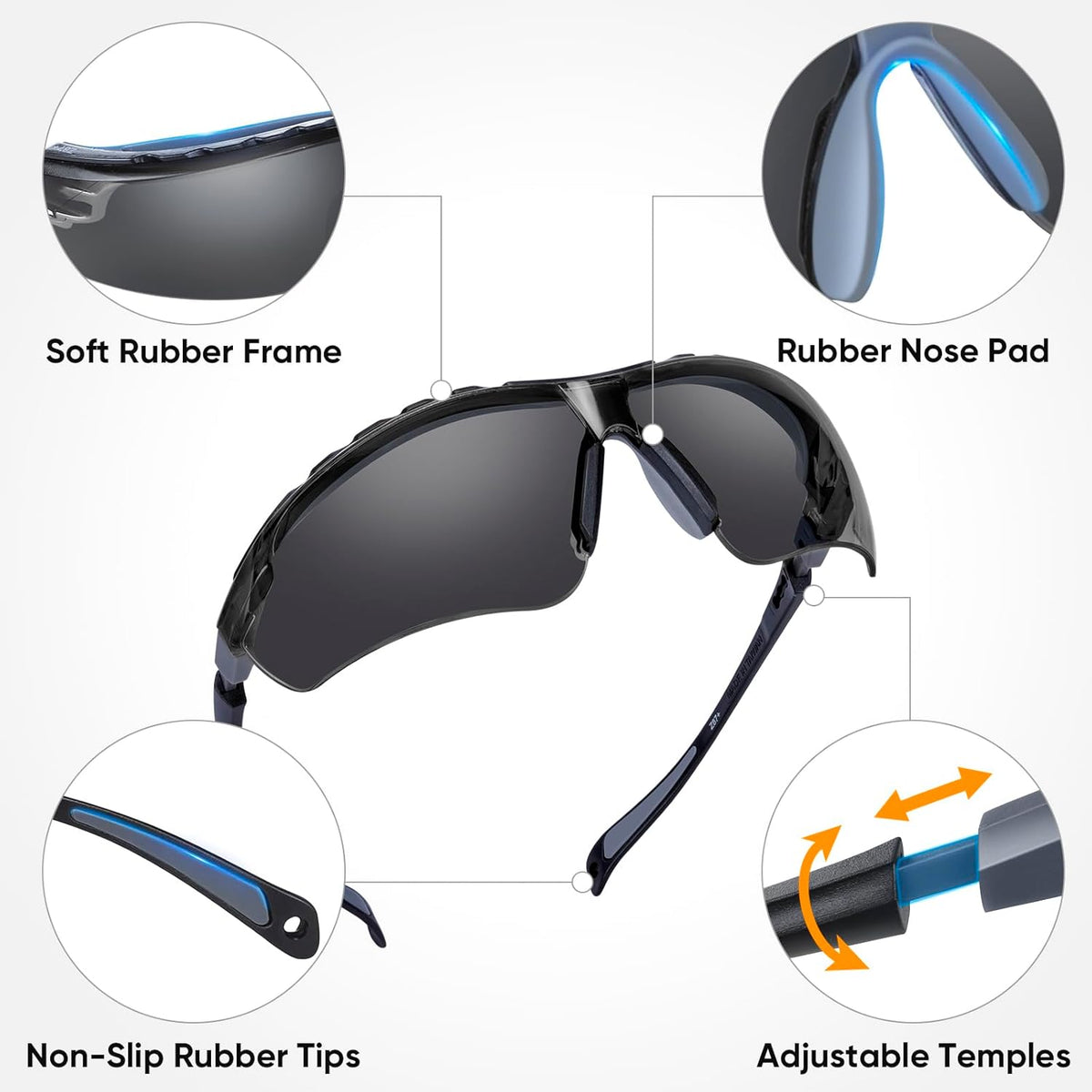 TICONN Anti-Fog Safety Glasses for Men and Women, ANSI Z87.1 Scratch Proof Eye Goggles with