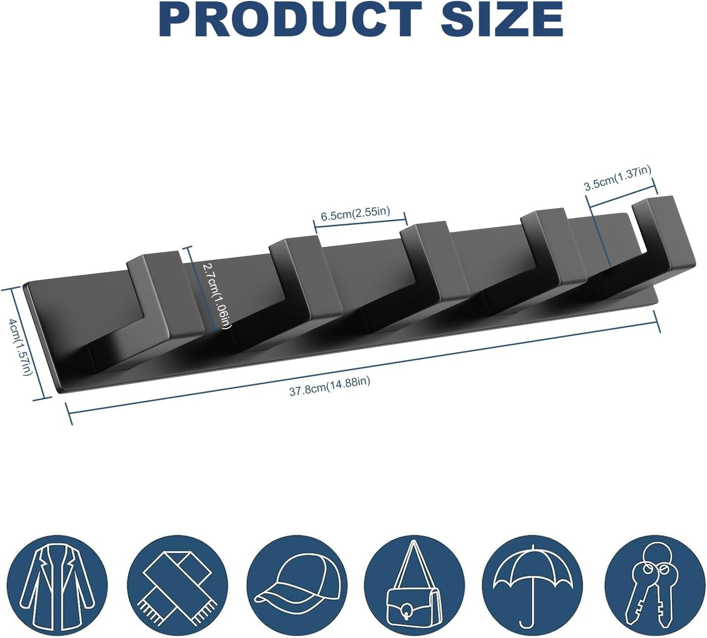 PMMASTO Coat Rack Wall Mount, Coat Hooks Wall Hooks for Hanging, Stainless Steel Coat Hanger Towel