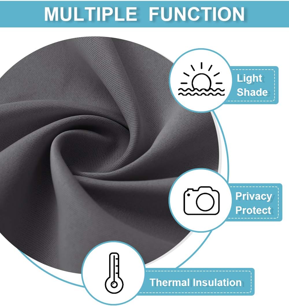 RYB HOME Grey Blackout Curtains - Thermal Insulated Noise Reducing Energy Efficiency Small Window