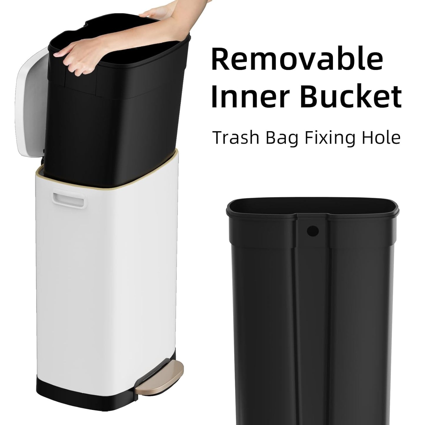 KUK 13 Gallon Kitchen Trash Can with Lid, 50L/13Gal Office Step Garbage Can for Home, Kitchen