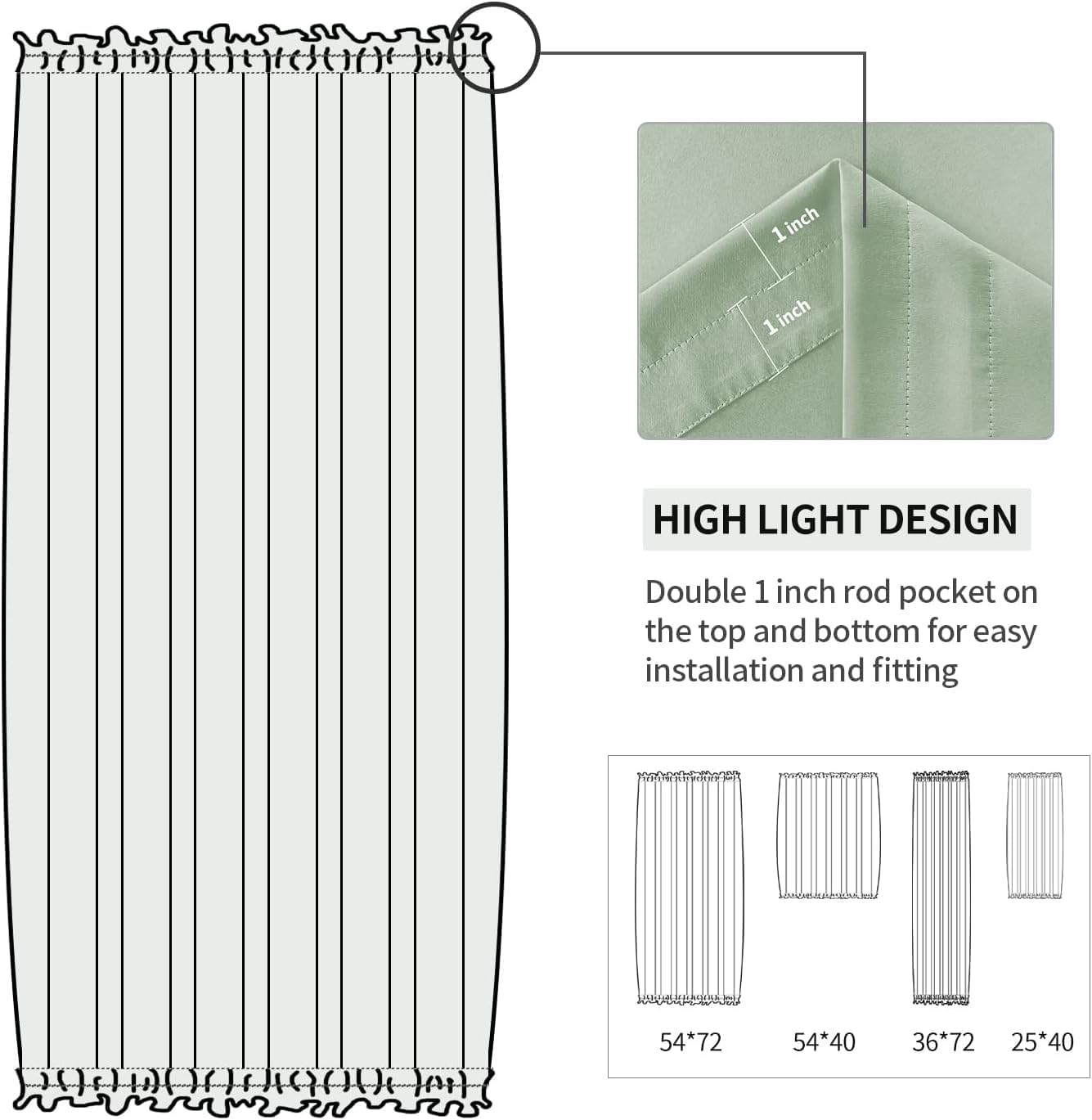 DWCN French Door Curtains – Rod Pocket Thermal Blackout Curtain for Doors with Glass Window