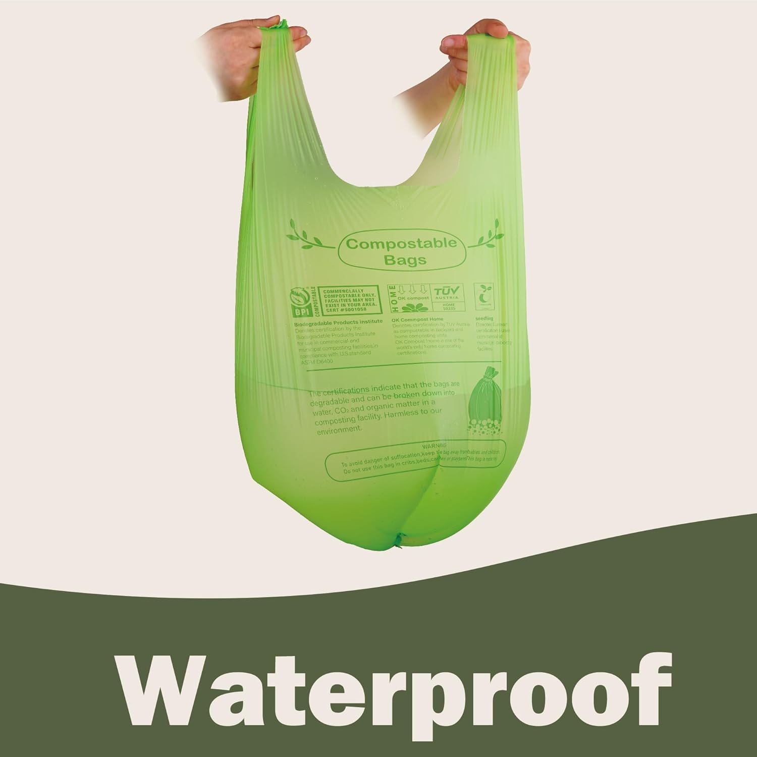 Compost Bags 4-5 Gallon with Handles Tie Extra Thick 0.78 Mils Wastebasket Liners Bags for Kitchen