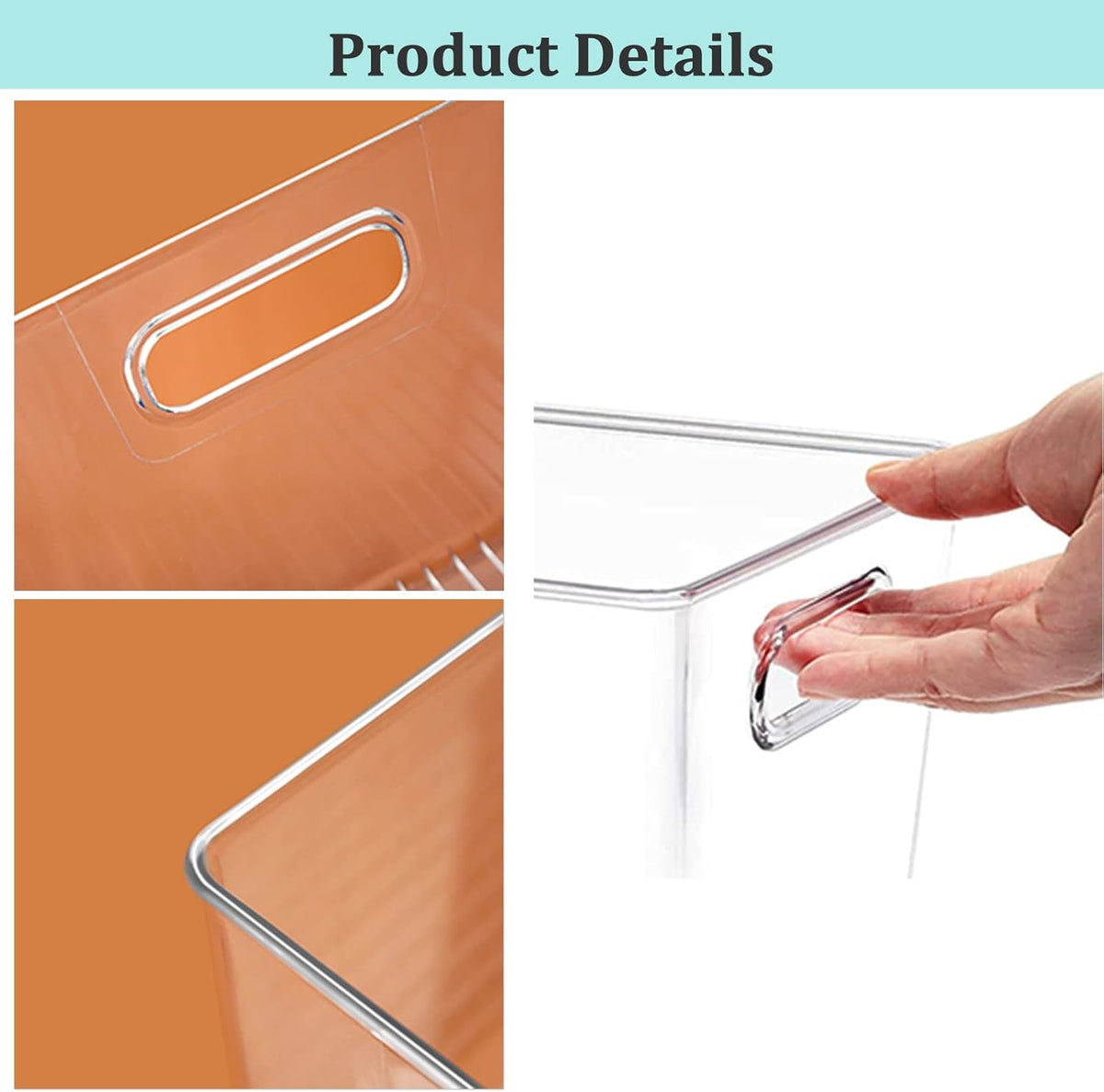 Fridge Clear Plastic Storage Bins, 4 Pack Pantry Organizers & Storage Containers, Cabinet