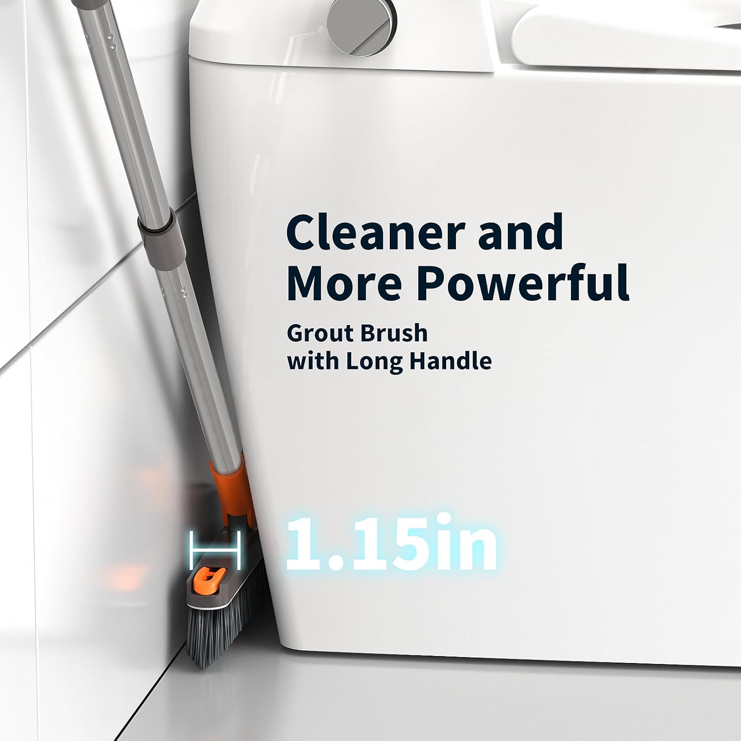 AIR U+ Grout Brush with Long Handle 180° Swivel Scrub Brush with Tweezers to Hair Clip V-Shape