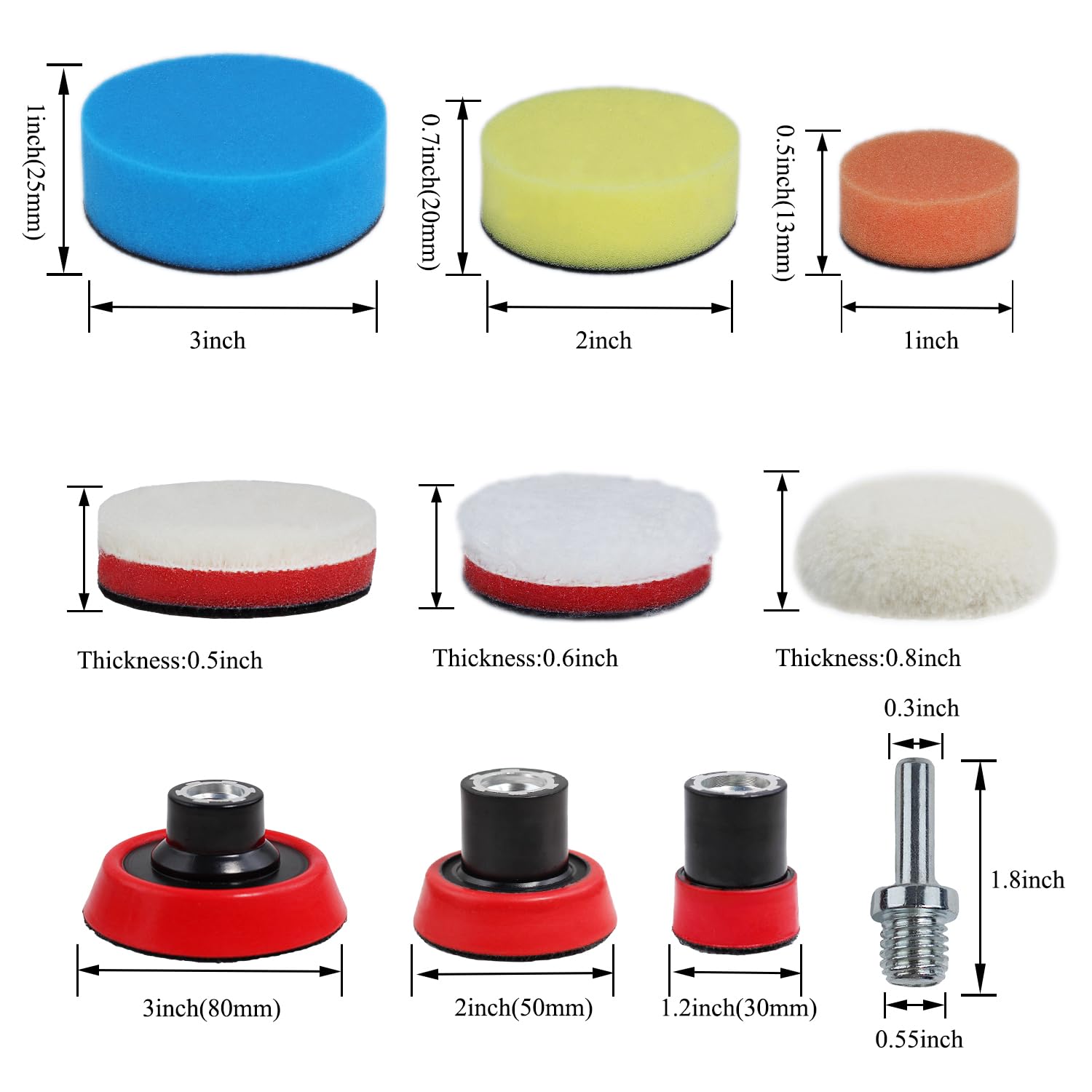 Car Foam Polishing Buffing Kit, Polishing Buffing Pads, Wool Pads, Polishing & Buffing Wheels,for