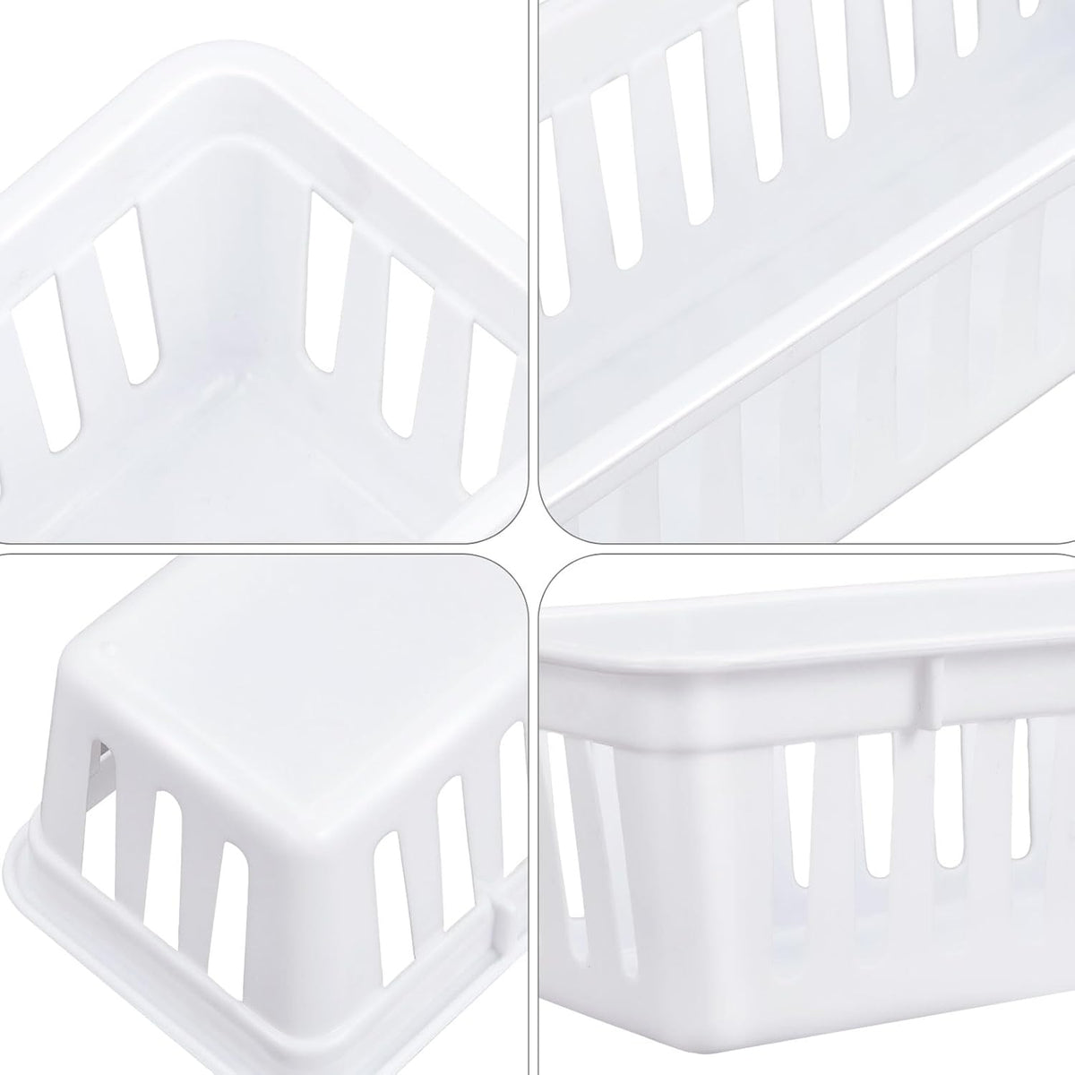 Domensi 24 Pcs Slim Plastic Storage Baskets Tray for Organizing 10.25 x 3.25 x 2.5 Inch Small