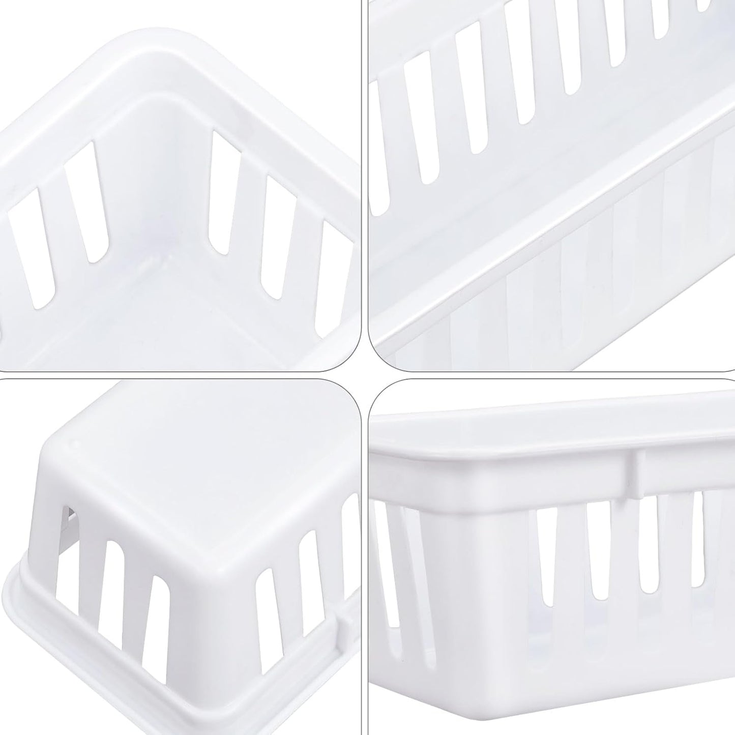 Domensi 12 Pack Slim Plastic Storage Baskets Tray for Organizing 10.25 x 3.25 x 2.5 Inch Small