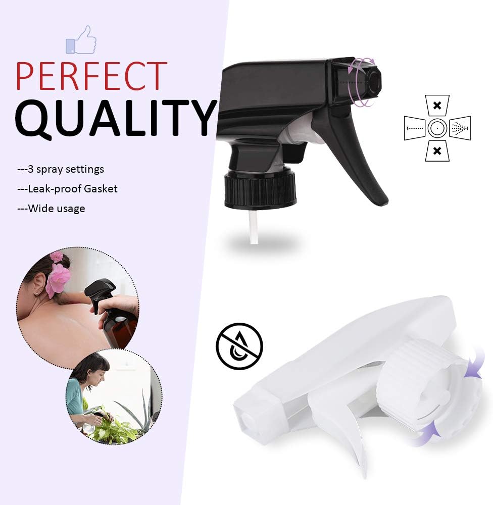 AMORIX 12PCS Trigger Sprayer White Spray Top Heavy Duty Replacement Nozzles for Plastic Bottles