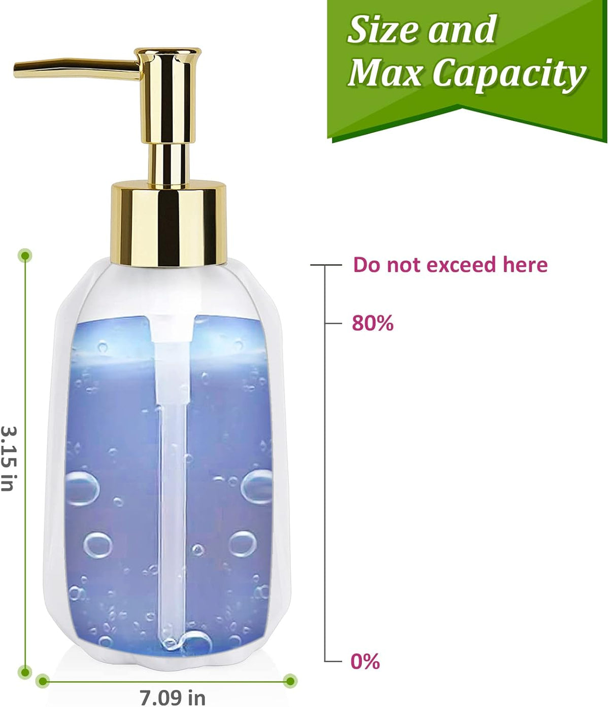 Natheeph Dish Soap Dispenser, Hand Soap Dispenser Ceramic Bottle, Refillable Liquid Great for