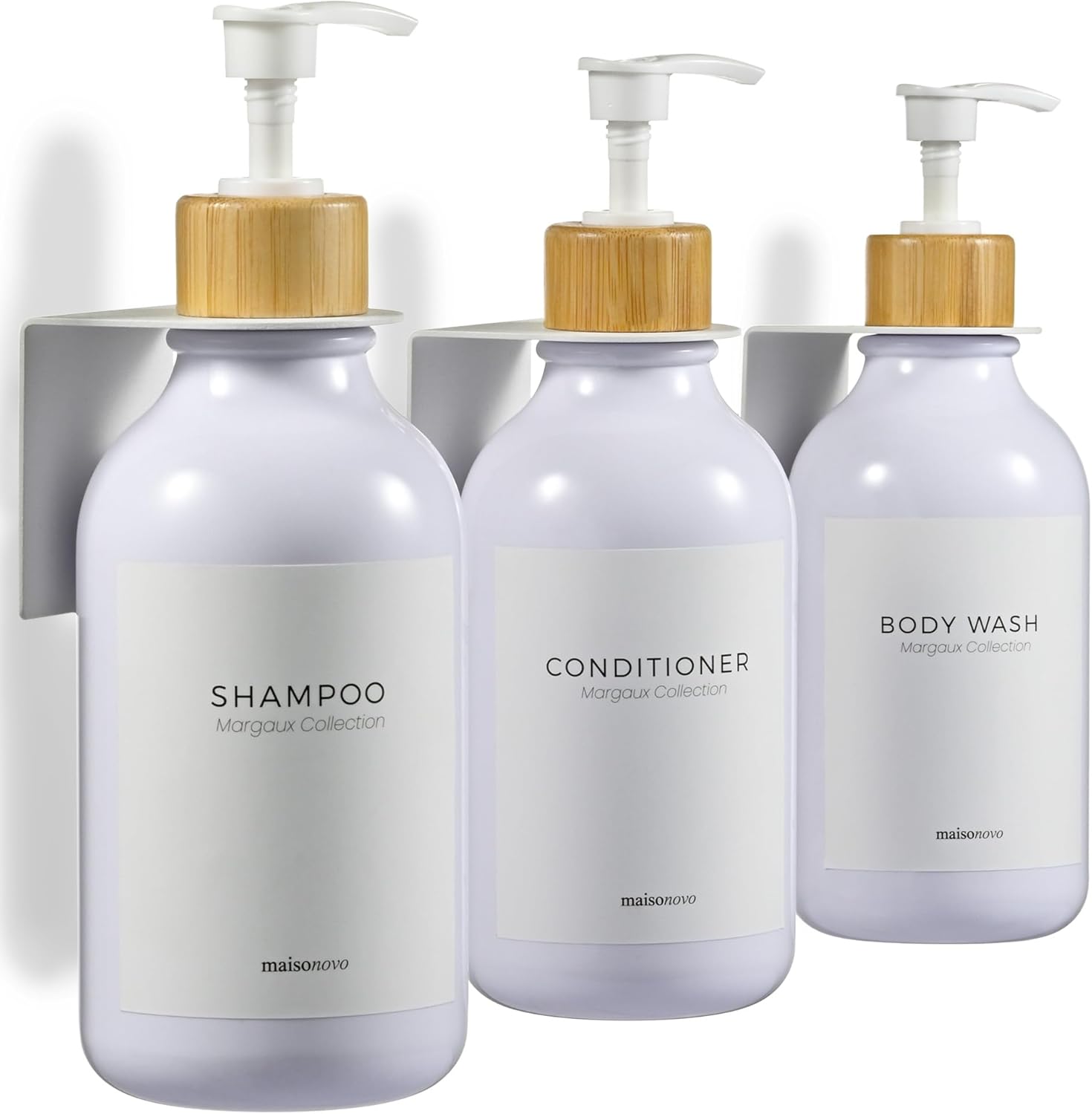 MaisoNovo Shampoo and Conditioner Dispenser - Shower Soap Dispenser Wall Mounted - 16.9 fl oz Set