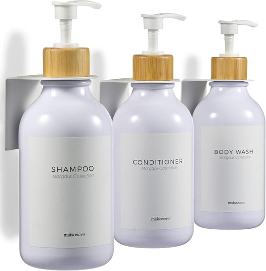 MaisoNovo Shampoo and Conditioner Dispenser - Shower Soap Dispenser Wall Mounted - 16.9 fl oz Set