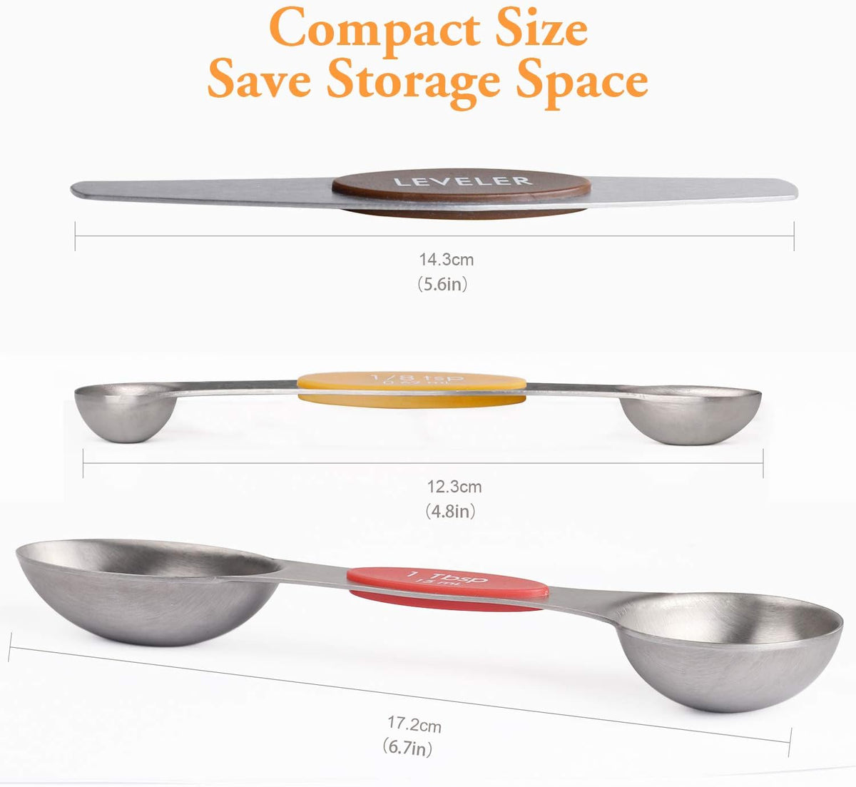 Magnetic Measuring Spoons Set of 8 Stainless Steel Dual Sided Stackable Measuring Spoons Nesting