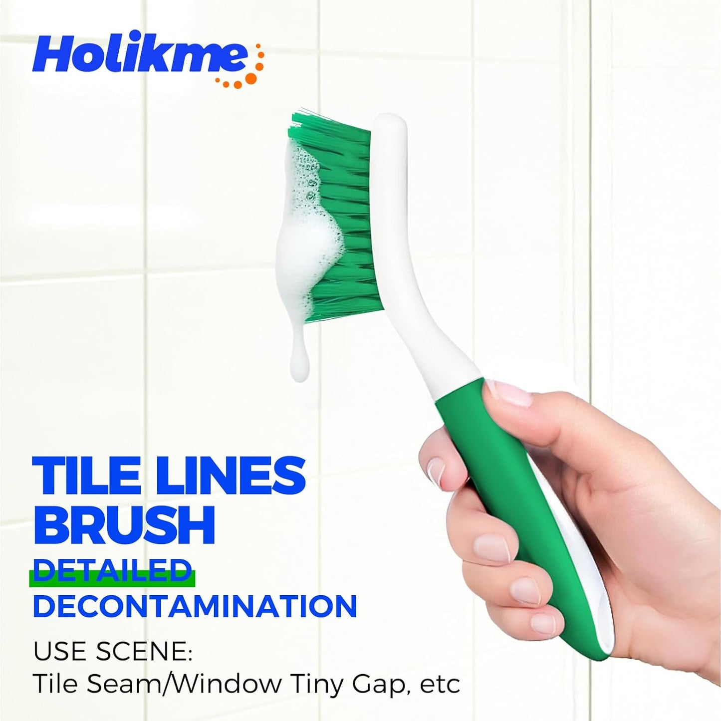Holikme Cleaning Brush Set for Household Use, Scrub Brush, Kitchen Brush, Tile Lines Brush for