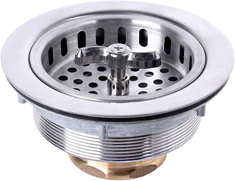 304 Stainless Steel Kitchen Sink Twist Lock Basket Drain Assembly W/Brass Nuts-VARNAHOME