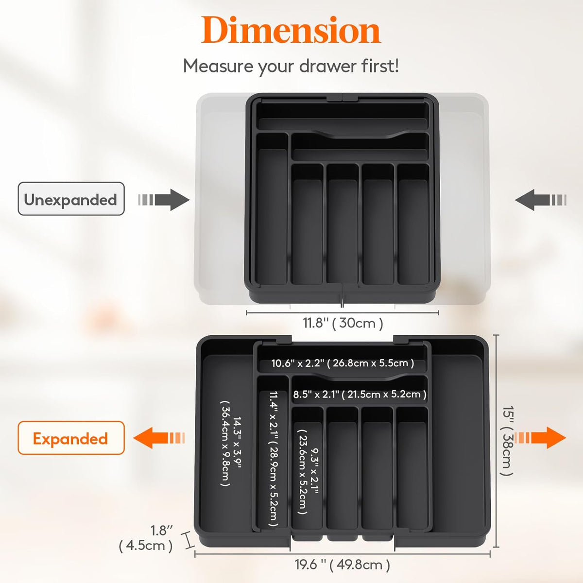 Lifewit Silverware Drawer Organizer, Expandable Utensil Organizer for Kitchen Drawers, Adjustable