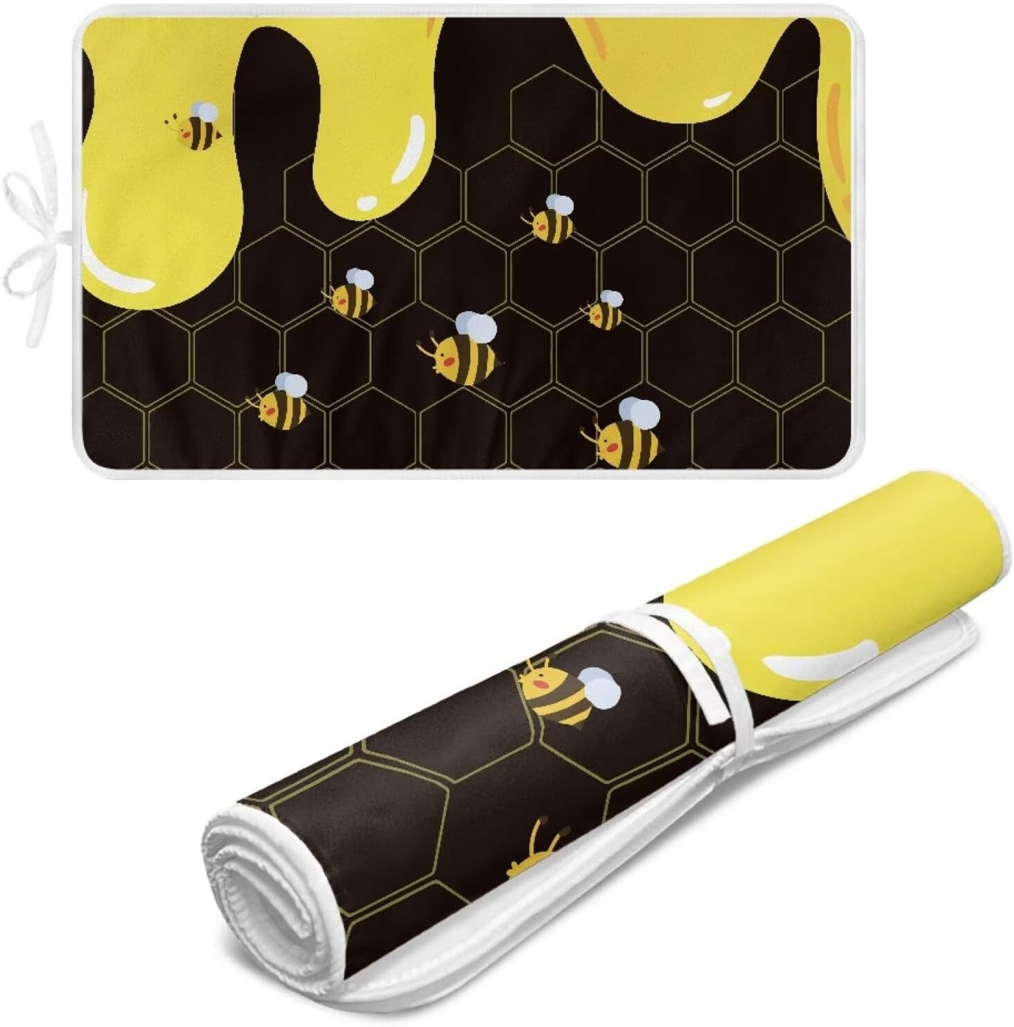 Cute Ironing Mat for Table top Washer,Dryer,Countertop,Bee Portable Iron Pad Blanket for Washer