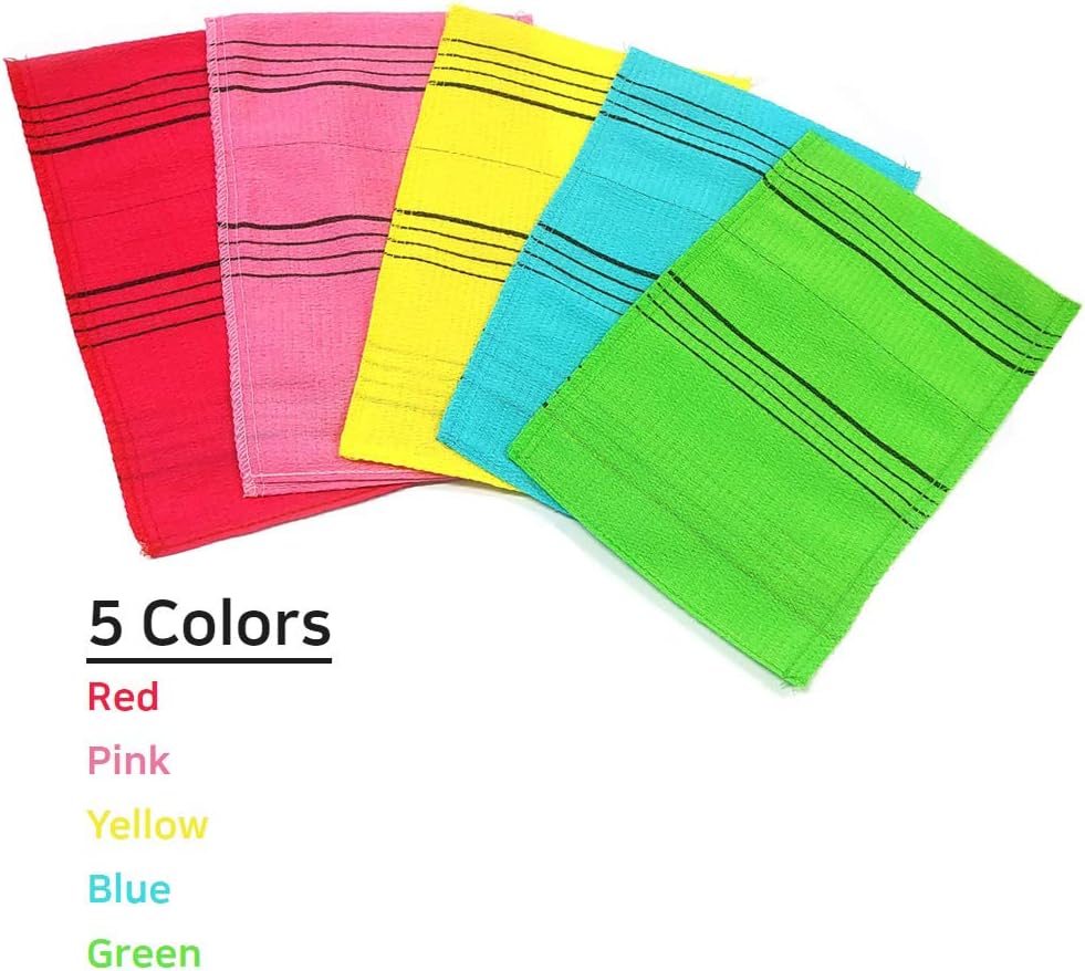 Korean Exfoliating Mitt, Large Size, 5 Colors, Back and Body Exfoliating Washcloth for Removing