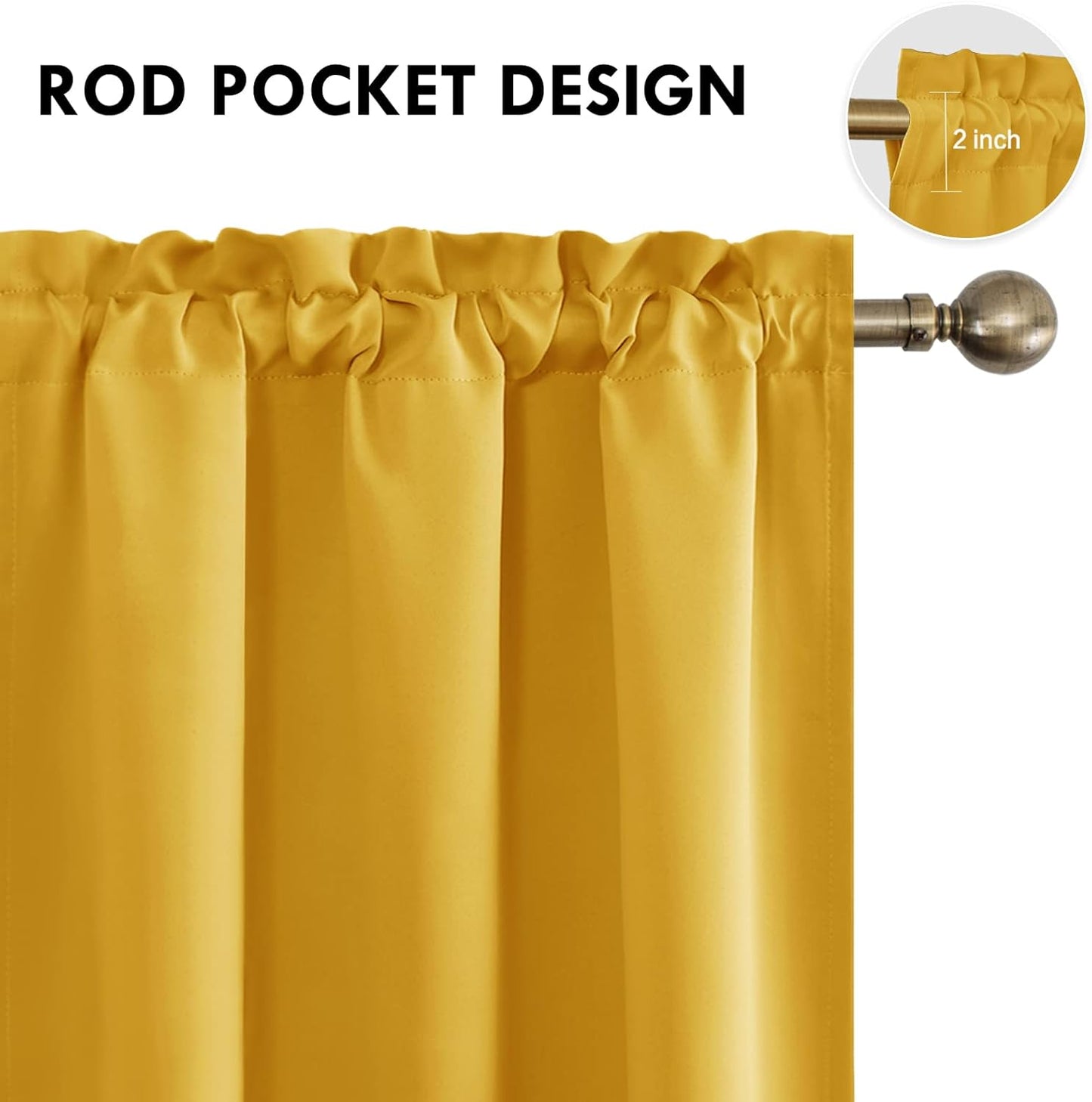 DWCN Blackout Curtains Room Darkening Thermal Insulated Bedroom Curtains Window Curtain Panels, 42