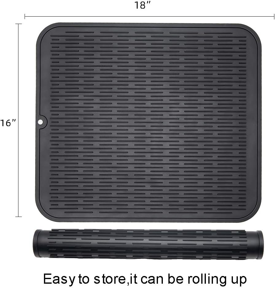 ZLR 2 Pcs Silicone Dish Drying Mats for Kitchen Counter, Eco-Friendly Fast Dry Dish Mat, Easy Clean