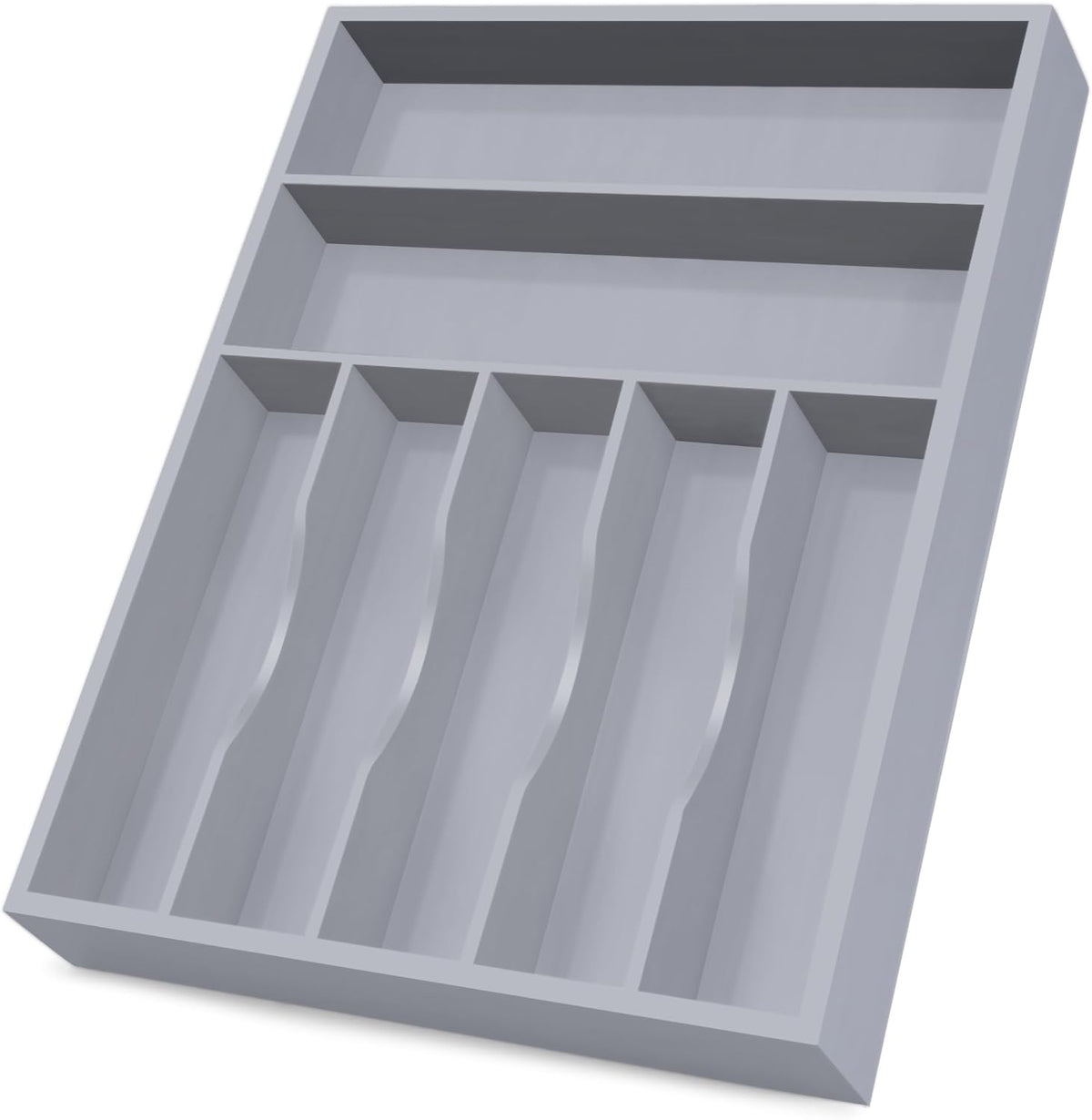 Bellsal Grey Utensil Organizer 12.5 Inch Silverware Tray for Drawer Utensil Holder Cutlery