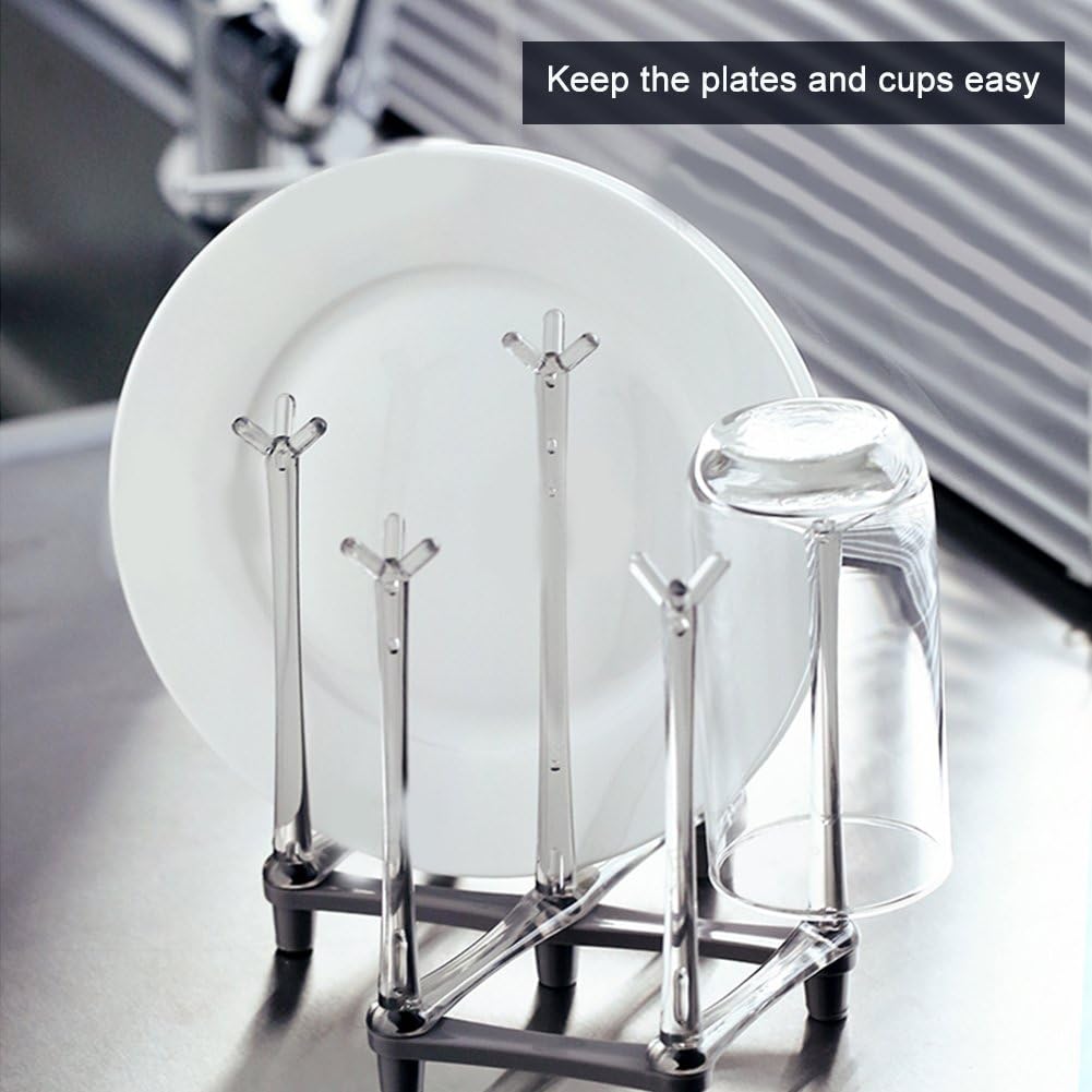 Marbrasse Retractable Cup Drying Rack, Drinking Glass and Sports Bottle Drainer Stand, Plastic Bag