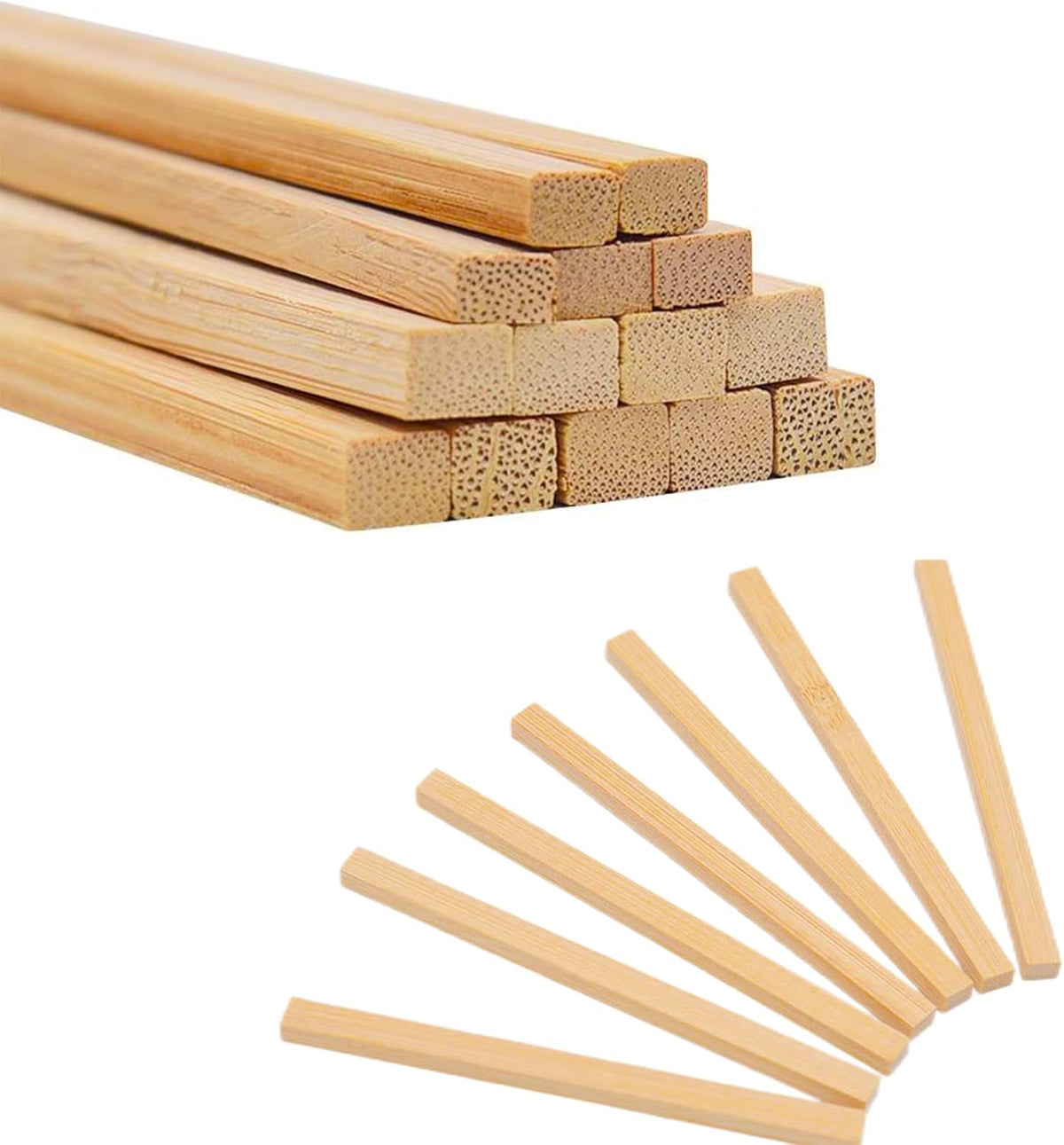 1/4 x 12 Inch 50 PCS Square Dowel Rods Wood Sticks Wooden Dowel Rods Unfinished Bamboo Sticks - for