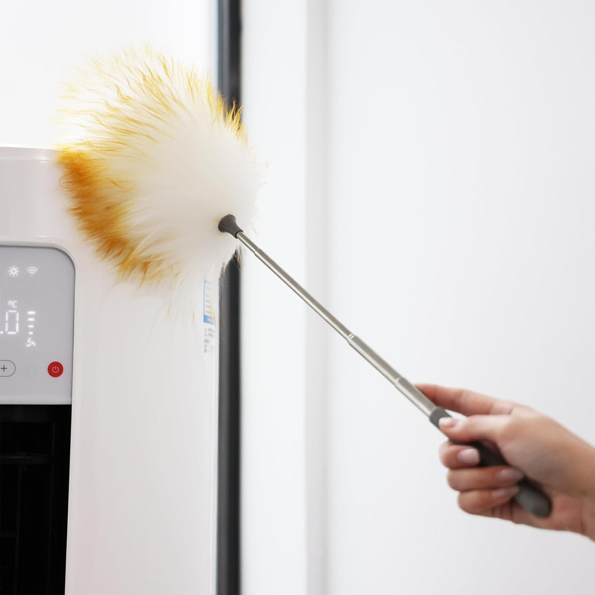 Mini Feathers Duster,Telescoping Lambswool Dusters with Stainless Steel Extension Pole Up to 34"