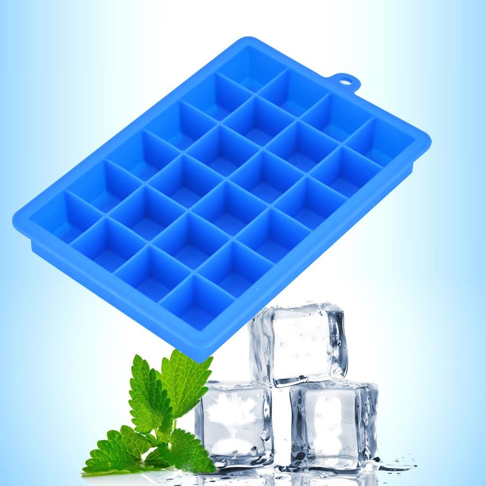 Ice Cube Tray, Silicone Square Ice Trays Easy Release Stackable Ice Cube Mold with Removable Lid