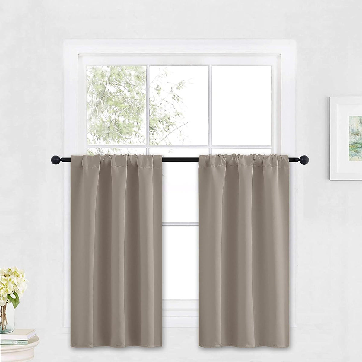 RYB HOME Bathroom Window Curtains - Super Soft Blackout Privacy Curtains for Baby Nursery Bedroom