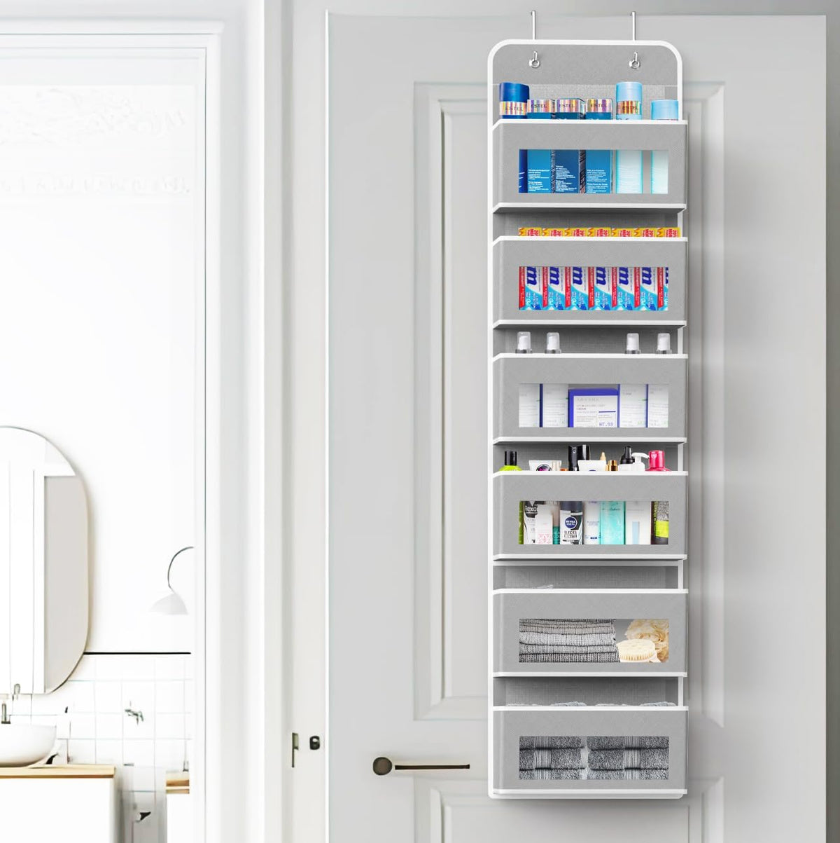SIMPLE HOUSEWARE 6 Clear Window Pocket Over Closet Door Storage Hanging Organizer for Bedroom