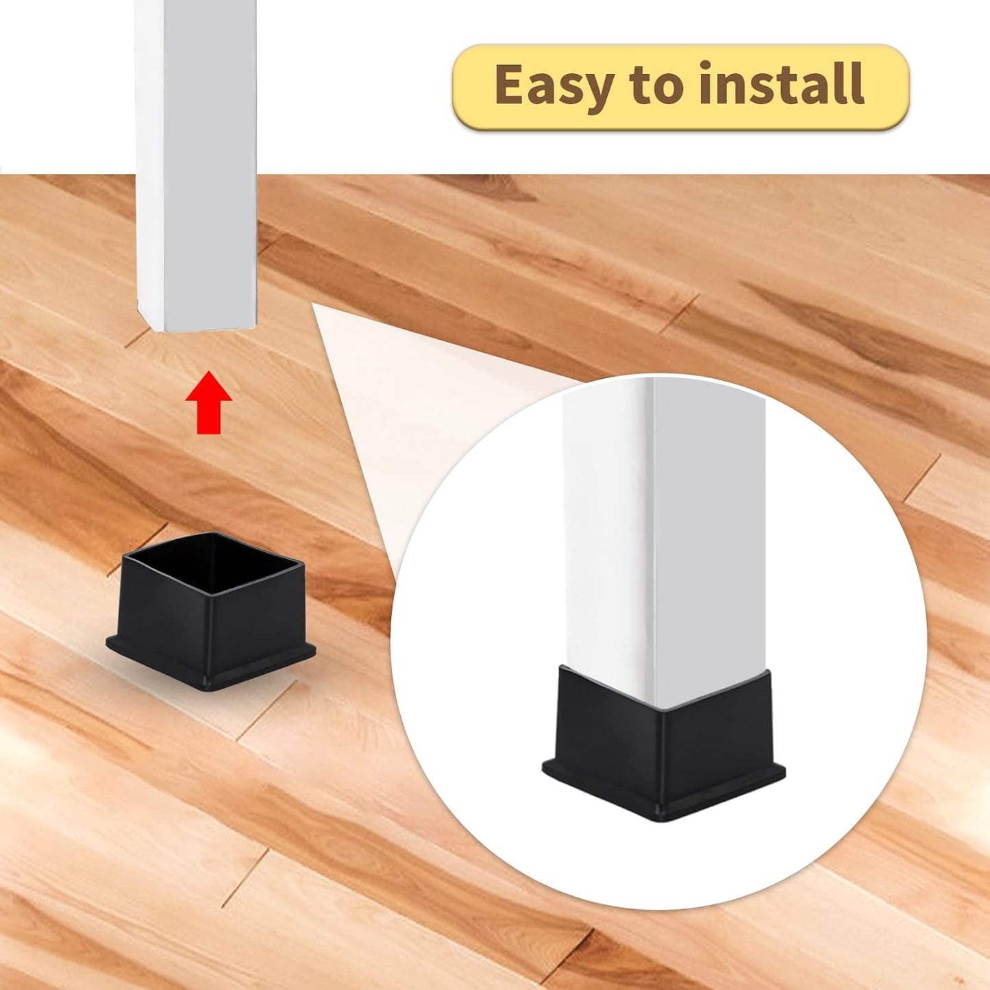 Flyshop Flexible Anti-Scratch PVC Patio Chair Table Leg Caps Tips Floor Protectors Square Furniture