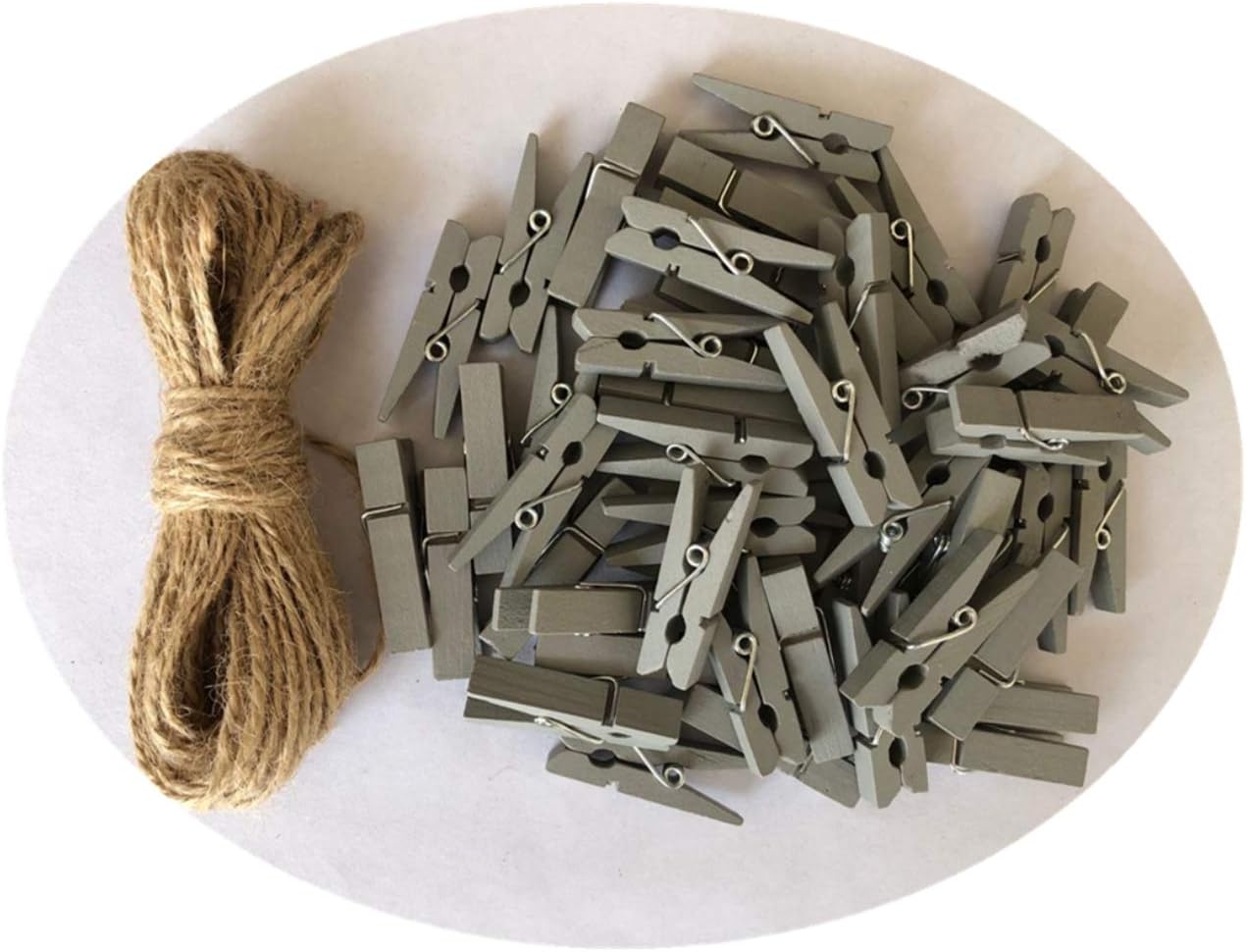 DurReus Wooden Clothespins for Pictures Travel Clothes Pin Home Decor Accessories with Jute Twine