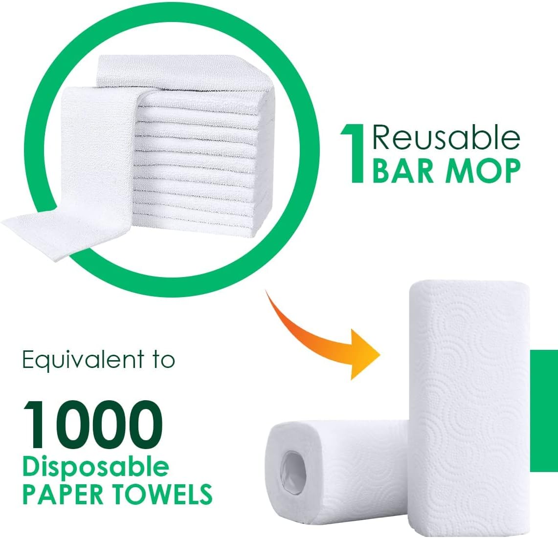 Avalon Towels Terry Bar Mop Towels (Value Pack of 60) Size 14"x17" – Absorbent and Durable