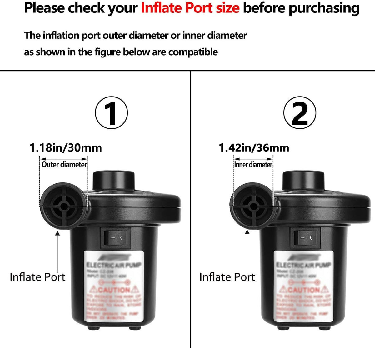 Replacement Nozzles Electric Air Pump 3 Sizes Head Plastic for Partial Bed, Mattress, Inflatable