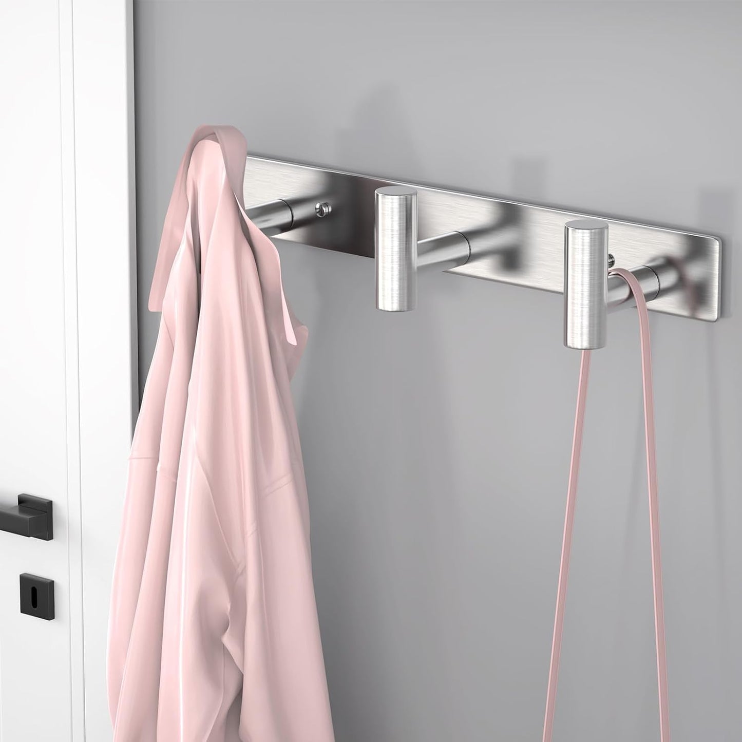 VAEHOLD Silvery Hat and Coat Wall Mount Rack - 3 Hooks for Robes, Bags, Keys, and Towels - Bathroom