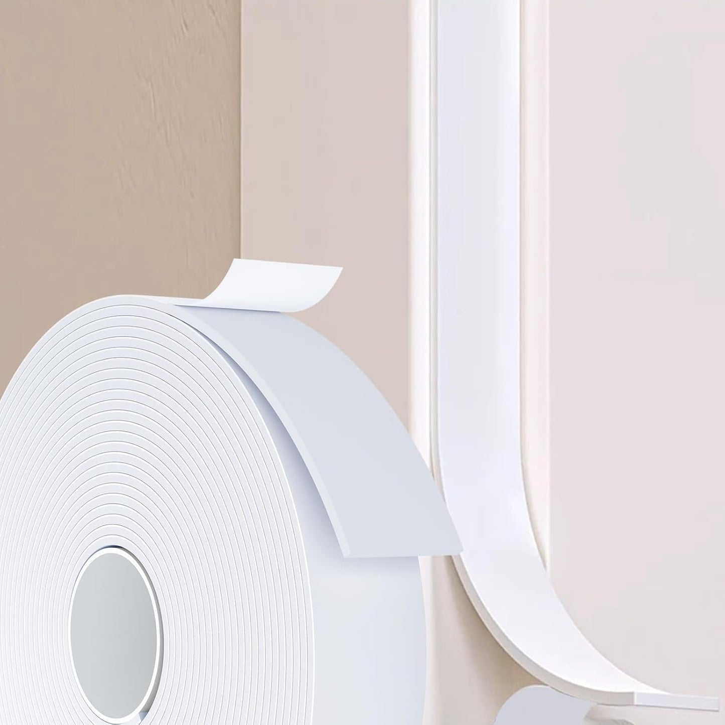 Weather Stripping Door Seal White,Self Adhesive Foam Tape High Density Foam Sealing Strip,Air