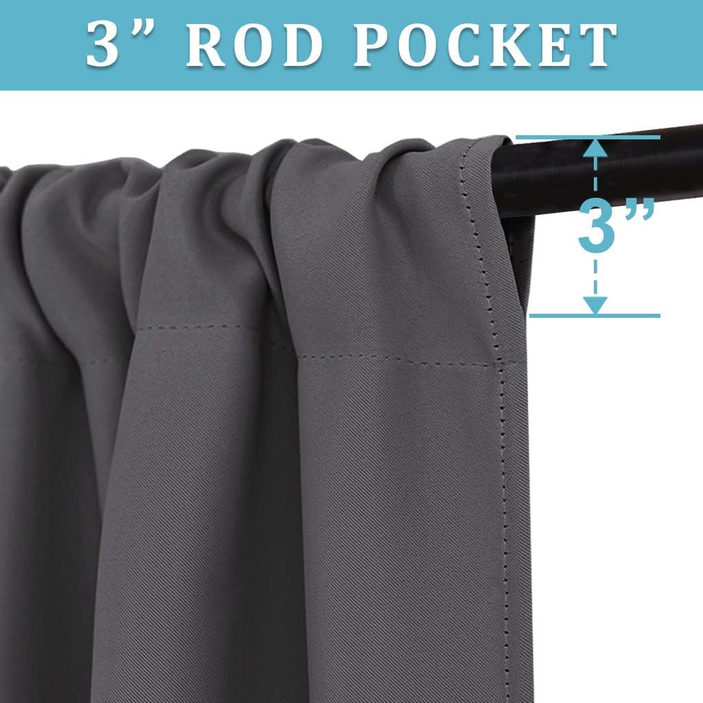 RYB HOME Curtains for Bedroom 72 inches Long, Blackout Thermal Insulating Window Treatment Drapes