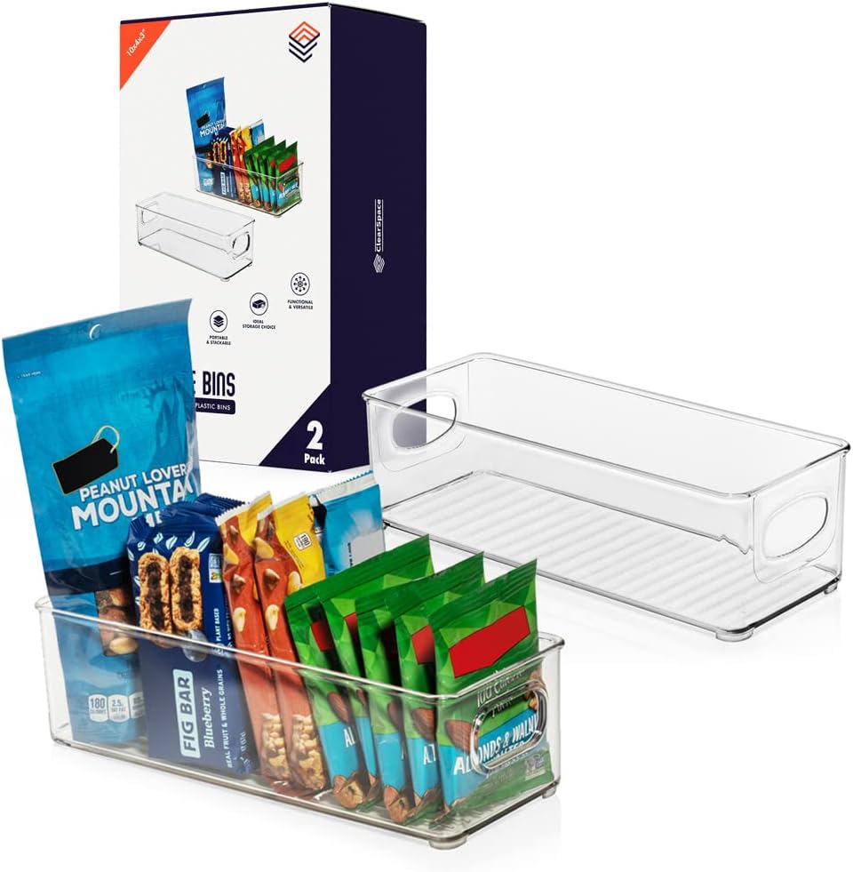 CLEARSPACE Plastic Pantry Organization and Food Storage Bin – Great Kitchen Fridge Organizer Bins
