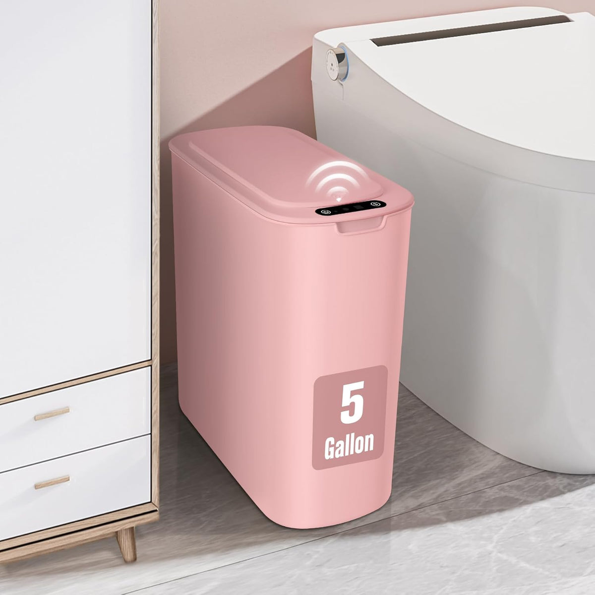 Cesun Motion Sensor Trash Can, 5 Gallon Automatic Bathroom Garbage Can with Lid, Touchless Smart
